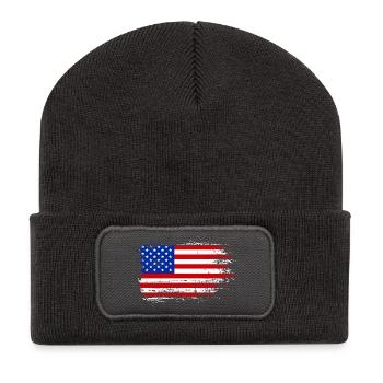 Brush Stroke American Flag - Recycled Patch Beanie - dark grey - Front