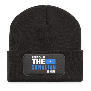 Keep calm Somalia flag design - Recycled Patch Beanie - dark grey - Front