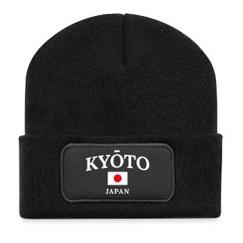 Typographie du drapeau du Japon de Kyoto - Beanie recyclé à patch - noir - Devant