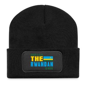 Design drapeau Rwanda Keep Calm - Beanie recyclé à patch - noir - Devant