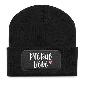 Pferde Reiten Pferdeliebe Pferdemädchen Geschenk - Recycelte Patch Beanie - Schwarz - Vorne