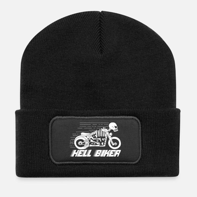 Motorrad Skelett weiß - Recycelte Patch Beanie - Schwarz