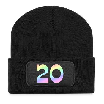 Jubiläum, 20 pastell Verlauf - Recycelte Patch Beanie - Schwarz - Vorne