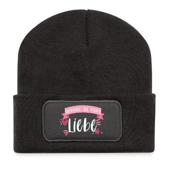 Klettern Bouldern Bergsteigen Berge Liebe Geschenk - Recycelte Patch Beanie - Dunkelgrau - Vorne