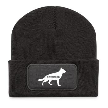 Chien de berger - Beanie recyclé à patch - charbon - Devant