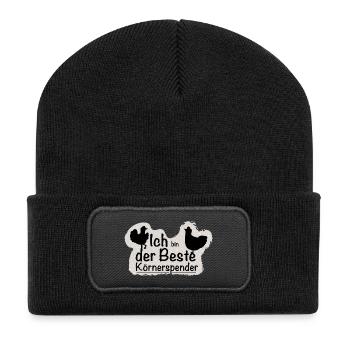 Körnerspender - Recycelte Patch Beanie - Schwarz - Vorne