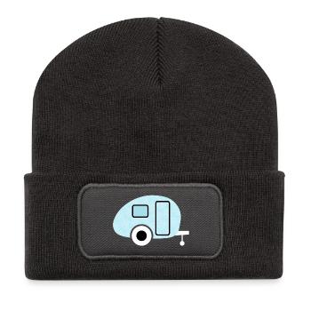 Caravan Schneeflocken Muster Camping Winter Fan - Recycelte Patch Beanie - Dunkelgrau - Vorne