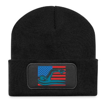 Swimming USA Flag - Recycled Patch Beanie - black - Front