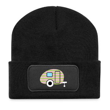 Caravane Printemps Caravane Fan Tricot Retro Holiday - Beanie recyclé à patch - noir - Devant
