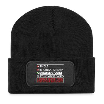 Gamer Single: Console-Only Attitude - Recycled Patch Beanie - black - Front