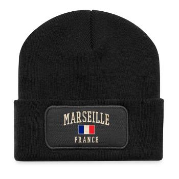 Drapeau vintage de Marseille France - Beanie recyclé à patch - noir - Devant