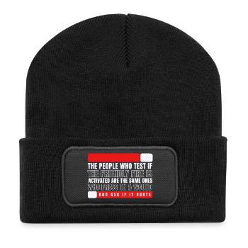 Friendly Fire Wound Test Meme - Recycled Patch Beanie - black - Front