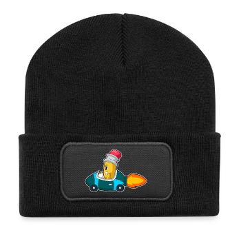 Bleistift Auto - Recycelte Patch Beanie - Schwarz - Vorne