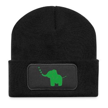 elefant grün - Recycelte Patch Beanie - Schwarz - Vorne