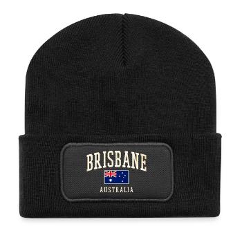 Brisbane Australia Vintage Flag Design - Recycled Patch Beanie - black - Front