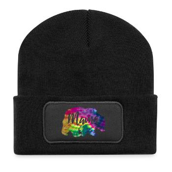 Mamabär Bärin Tie Dye Batik Bär - Recycelte Patch Beanie - Schwarz - Vorne