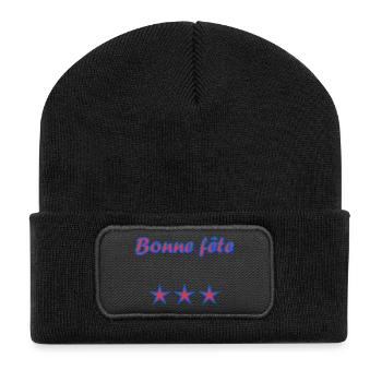 BONNE FÊTE. FÊTE DES MÈRES. FÊTE DES PÈRES. FÊTE - Beanie recyclé à patch - noir - Devant