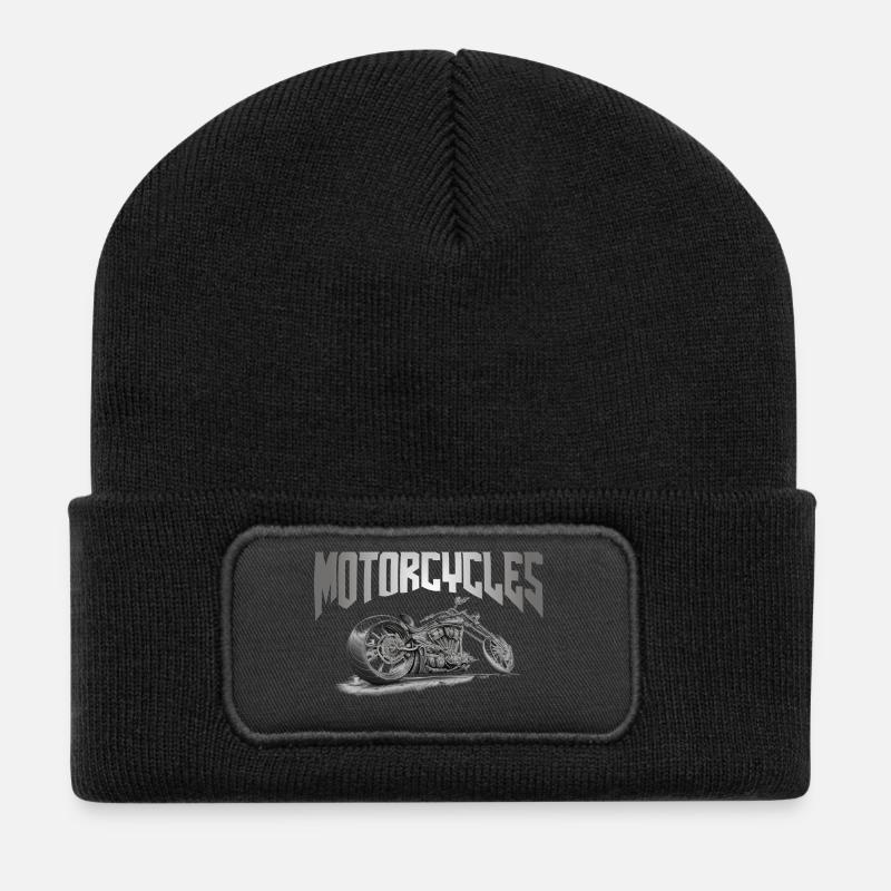 Motorcycles Chopper Custombike - Recycelte Patch Beanie - Schwarz