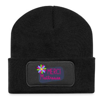 MERCI. MAÎTRESSE. MAÎTRE. MERCI MAÎTRESSE. CADEAU - Beanie recyclé à patch - noir - Devant