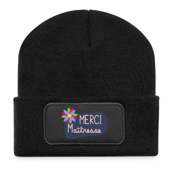 MAÎTRESSE. MERCI. MERCI MAÎTRESSE. FLEUR - Beanie recyclé à patch - noir - Devant