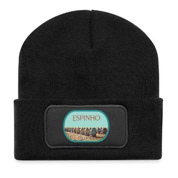 Plage d'Espinho au Portugal illustration originale - Beanie recyclé à patch - noir - Devant