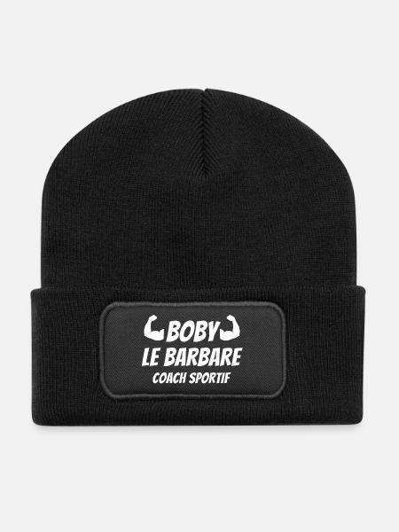 prof de fitness, salle de muscu, boby le barbare - Beanie recyclé à patch - noir
