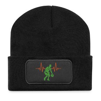 ECG Heartbeat Basketball Pulse | Couleurs changeantes - Beanie recyclé à patch - noir - Devant