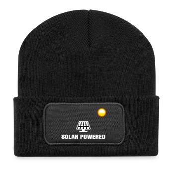 Solar Powered Sonne Solar Solarpanel Strom - Recycelte Patch Beanie - Schwarz - Vorne