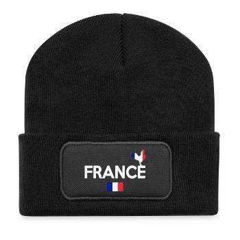 Coq Tricolore Illustration pour Passionnés - Beanie recyclé à patch - noir - Devant