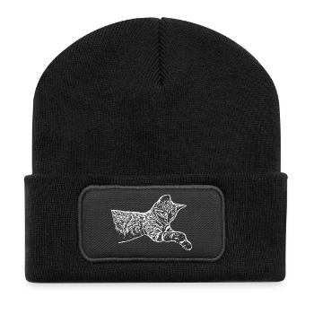 Chaton Chaton Chaton Blanc Chemise Cadeau - Beanie recyclé à patch - noir - Devant