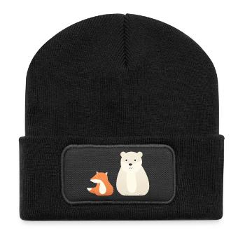 Motifs d’animaux mignons pour les enfants - Beanie recyclé à patch - noir - Devant