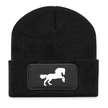 Pferde-Power - Recycelte Patch Beanie - Schwarz - Vorne
