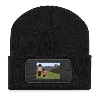 Biesler mit Aussicht - Recycelte Patch Beanie - Schwarz - Vorne