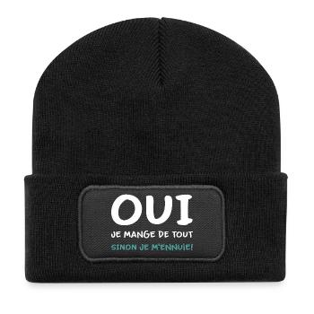 Je mange de tout sinon je m'ennuie Humour - Beanie recyclé à patch - noir - Devant