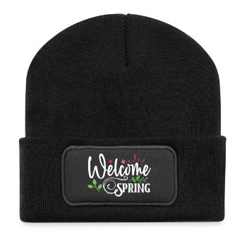 Bienvenue au printemps - Beanie recyclé à patch - noir - Devant