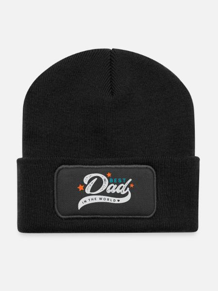 Bester Vater der Welt - Recycelte Patch Beanie - Schwarz