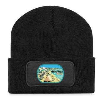 Illustration Peneco Beach, Albufeira, Algarve - Recycelte Patch Beanie - Schwarz - Vorne