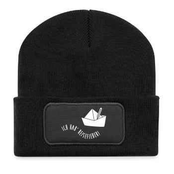 Travel Fever Wave Paper Boat Vacation Sea Travel - Recycled Patch Beanie - black - Front