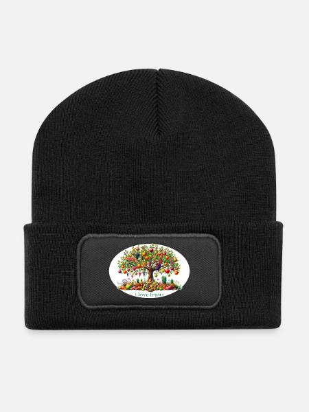 Obstbaum der Liebe - Recycelte Patch Beanie - Schwarz