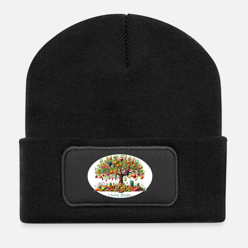 Obstbaum der Liebe - Recycelte Patch Beanie - Schwarz