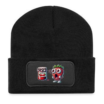 Design amusant de confiture de fraises - Beanie recyclé à patch - noir - Devant