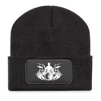 Schlagzeuger Zeichnung - Recycelte Patch Beanie - Dunkelgrau - Vorne