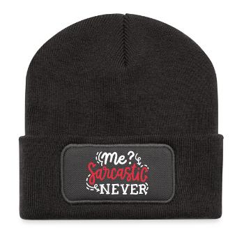 sarkastisch lustig Sarkasmus - Recycelte Patch Beanie - Dunkelgrau - Vorne