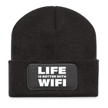 LIFE IS BETTER WITH WIFI - Recycelte Patch Beanie - Dunkelgrau - Vorne