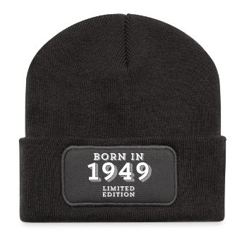 1949, Geburtsjahr, 75 Jahre alt - Recycelte Patch Beanie - Dunkelgrau - Vorne