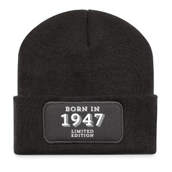 1947, year of birth, 77 years old - Recycled Patch Beanie - dark grey - Front