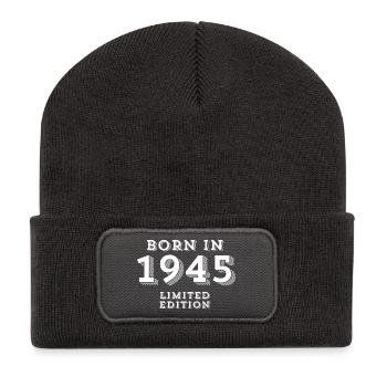 1945, Geburtsjahr, 79 Jahre alt - Recycelte Patch Beanie - Dunkelgrau - Vorne