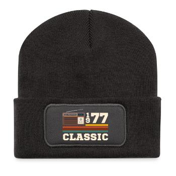 Jubiläum 1977 Retro-Klassiker - Recycelte Patch Beanie - Dunkelgrau - Vorne