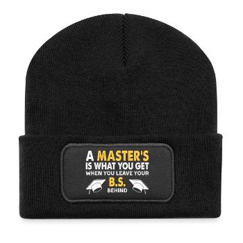 Lustiges Zitat zum Abschlussgeschenk zum Masterabschluss - Recycelte Patch Beanie - Schwarz - Vorne