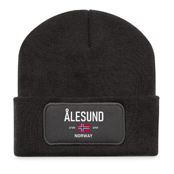 Alesund - Norwegen - Koordinaten - Flagge - Recycelte Patch Beanie - Dunkelgrau - Vorne
